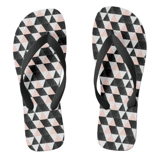 Geometrisch patroon met handgetekende driehoek teenslippers (Voetbed)