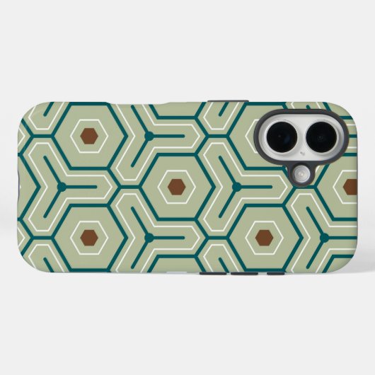 Geometrisch patroon met in elkaar grijpende zeshoe Case-Mate iPhone case (Achterkant (horizontaal))