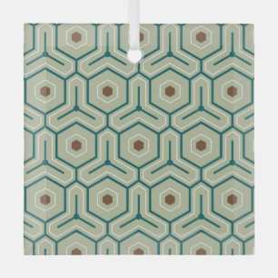 Geometrisch patroon met in elkaar grijpende zeshoe glas ornament