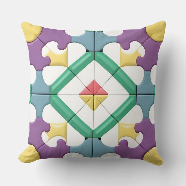 Geometrisch patroon met levendige kleuren kussen (Voorkant)