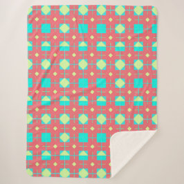 Geometrisch patroon met levendige kleuren sherpa deken
