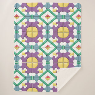 Geometrisch patroon met levendige kleuren sherpa deken