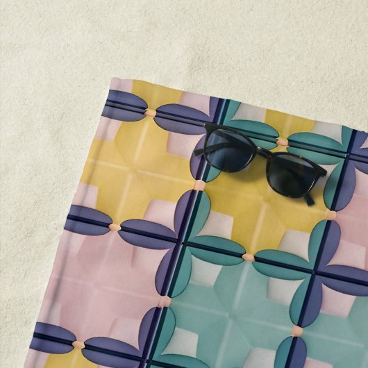 Geometrisch patroon met levendige kleuren strandlaken (In situ)