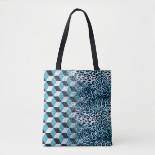 Geometrisch patroon met luipaard, luipaard tote bag