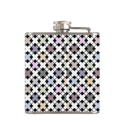 Geometrisch patroon met meerdere kleuren heupfles (Achterkant)