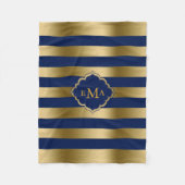 Geometrisch patroon met monogolf en blauwe strepen fleece deken (Voorkant)