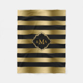 Geometrisch patroon met monogolf en zwarte strepen fleece deken (Voorkant)