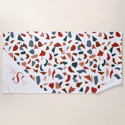 Geometrisch patroon met monogram strandlaken (Voorkant)