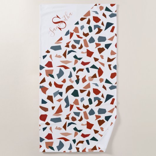 Geometrisch patroon met monogram strandlaken (Voorkant)