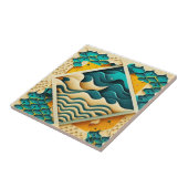 Geometrisch patroon met oceaan- en zandelementen tegeltje (Zijkant)