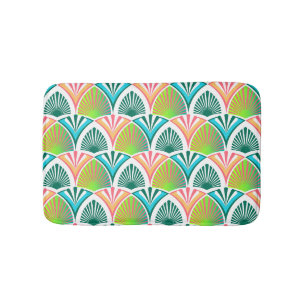 Geometrisch patroon met palmbladeren en -bloemen badmat