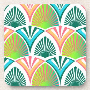 Geometrisch patroon met palmbladeren en -bloemen bier onderzetter