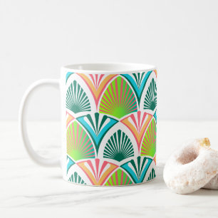 Geometrisch patroon met palmbladeren en -bloemen koffiemok