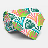 Geometrisch patroon met palmbladeren en -bloemen stropdas (Opgerold)