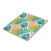 Geometrisch patroon met palmbladeren en -bloemen tegeltje (Zijkant)