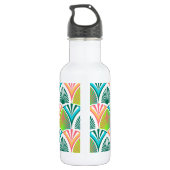 Geometrisch patroon met palmbladeren en -bloemen waterfles  (Achterkant)