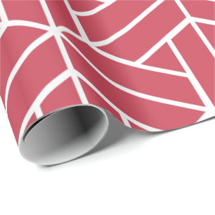 Geometrisch patroon met rode zeshoeken cadeaupapier