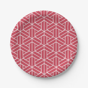 Geometrisch patroon met rode zeshoeken papieren bordje