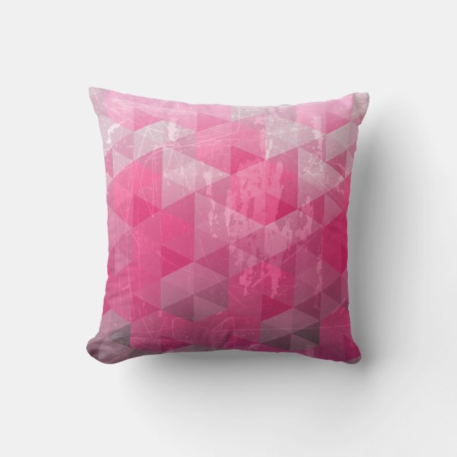 Geometrisch patroon met roze gedempt grunge kussen (Voorkant)
