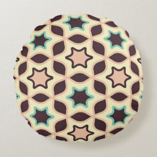 Geometrisch patroon met sterfiguren in bruin en t rond kussen