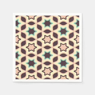 Geometrisch patroon met sterfiguren in bruin en t servet