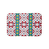 Geometrisch patroon met trale rode, blauwe en witt badmat (Voorkant)