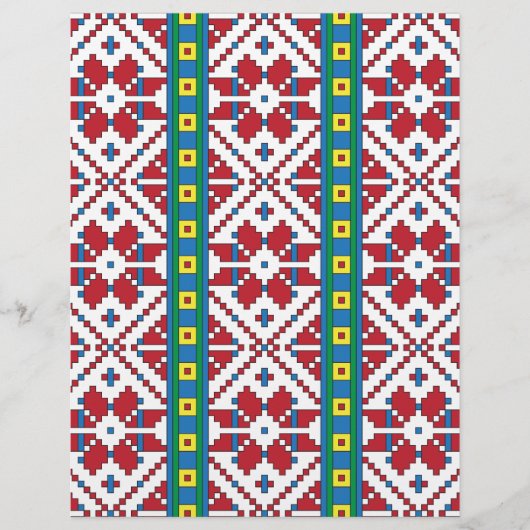 Geometrisch patroon met trale rode, blauwe en witt briefhoofd ontwerp (Voorkant)