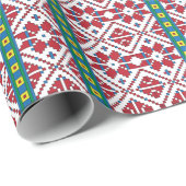 Geometrisch patroon met trale rode, blauwe en witt cadeaupapier (Rol Hoek)