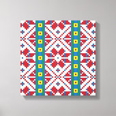 Geometrisch patroon met trale rode, blauwe en witt canvas afdruk (Voorkant)