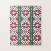 Geometrisch patroon met trale rode, blauwe en witt legpuzzel (Verticaal)