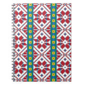 Geometrisch patroon met trale rode, blauwe en witt notitieboek (Voorkant)