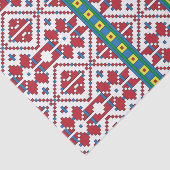 Geometrisch patroon met trale rode, blauwe en witt tissuepapier (Detail)