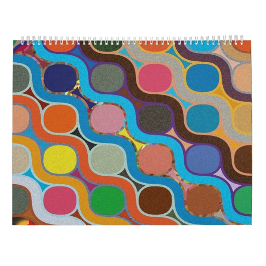 Geometrisch patroon met uniek gepositioneerd kleur kalender (Achterkant)