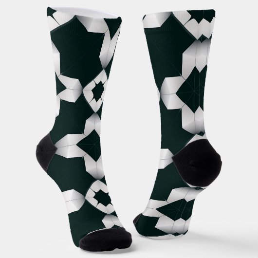 Geometrisch patroon met witte kruisen sokken (Gebogen)