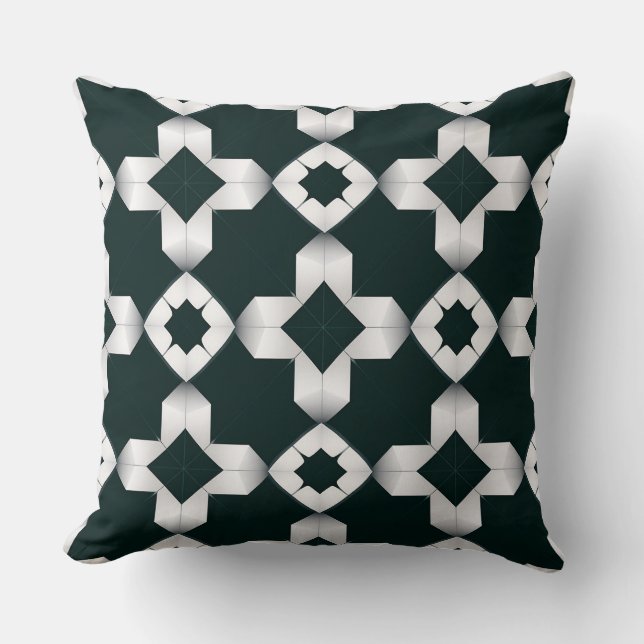 Geometrisch patroon met witte kruizen kussen (Voorkant)