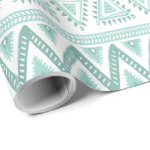 Geometrisch patroon met zachte groene tribale cadeaupapier (Rol Hoek)