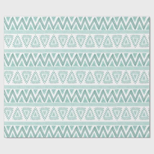 Geometrisch patroon met zachte groene tribale cadeaupapier (Vlak)