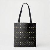 Geometrisch patroon met zwart en goud tote bag (Voorkant)