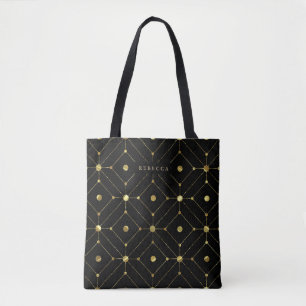 Geometrisch patroon met zwart en goud tote bag