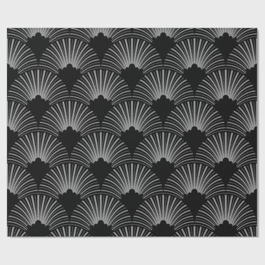 Geometrisch patroon met zwart en grijs kunstdeco cadeaupapier (Vlak)