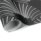 Geometrisch patroon met zwart en grijs kunstdeco cadeaupapier (Rol Hoek)