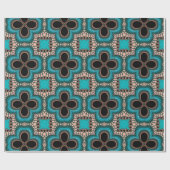 Geometrisch patroon met zwarte en blauwgroen Marok Cadeaupapier (Vlak)