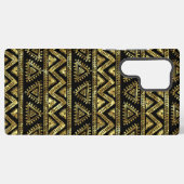 Geometrisch patroon met zwarte en gouden tribaal samsung galaxy hoesje (Achterkant horizontaal)