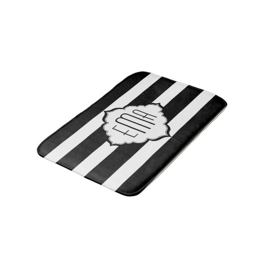 Geometrisch patroon met zwarte en witte strepen badmat (Gekanteld)