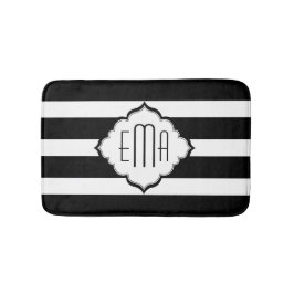 Geometrisch patroon met zwarte en witte strepen badmat