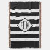 Geometrisch patroon met zwarte en witte strepen deken (Voorkant Verticaal)