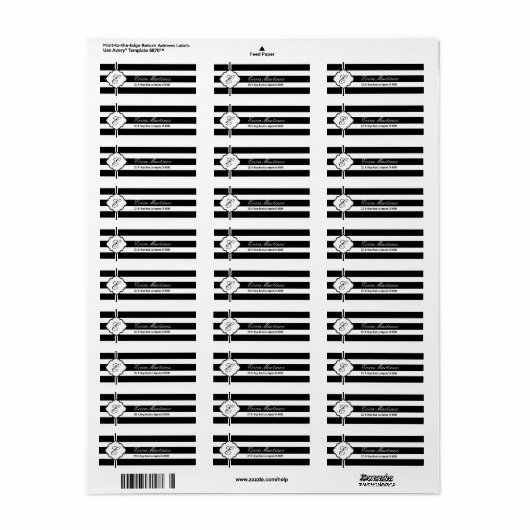 Geometrisch patroon met zwarte en witte strepen etiket (Full Sheet)