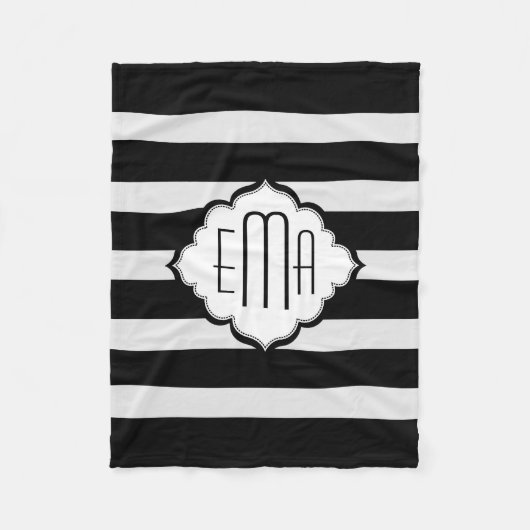 Geometrisch patroon met zwarte en witte strepen fleece deken (Voorkant)