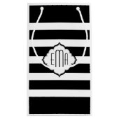 Geometrisch patroon met zwarte en witte strepen klein cadeauzakje (Achterkant)