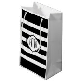 Geometrisch patroon met zwarte en witte strepen klein cadeauzakje (Achterkant Gekanteld)